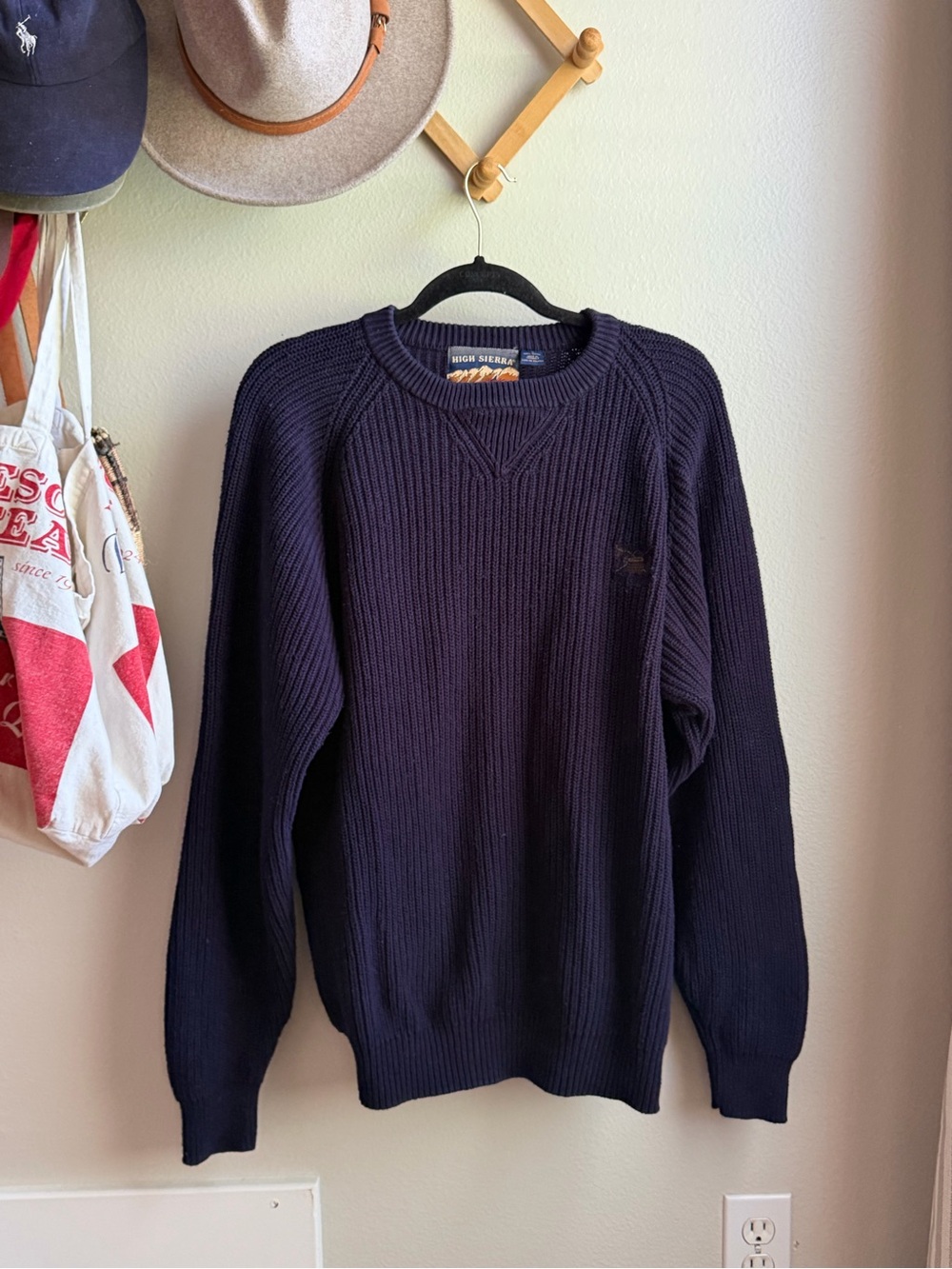 High Sierra Navy Ribbed Crewneck Sweater